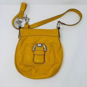 B. Makowsky Mustard Yellow Smooth Leather Crossbody Bag